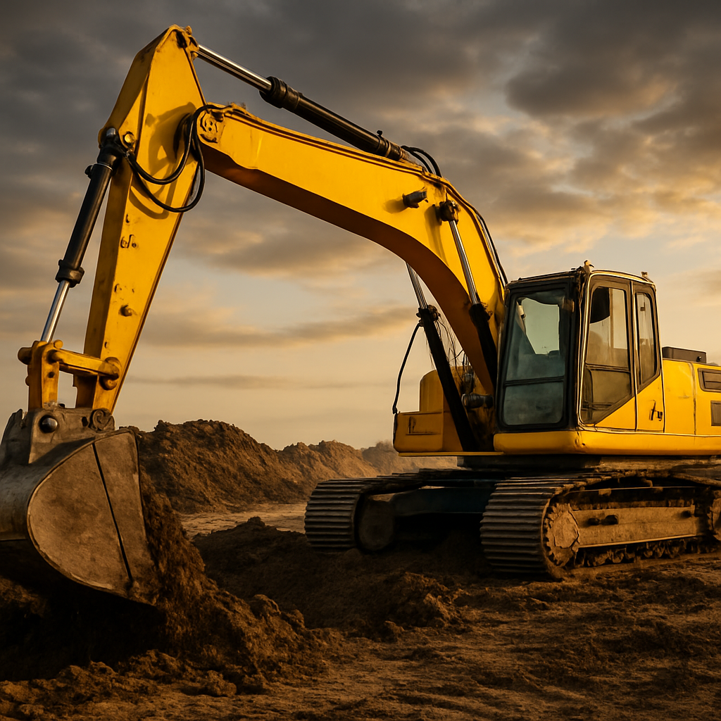Excavator working at construction site